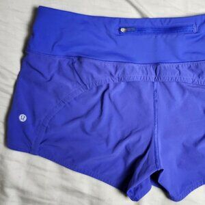 Lululemon Womens Blue Speed Up Shorts Athletic Workout Running Shorts Size 8